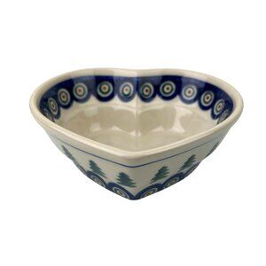 Polish Pottery Heart Bowl Momo Panache Boleslawiec Poland Tree Cottagecore